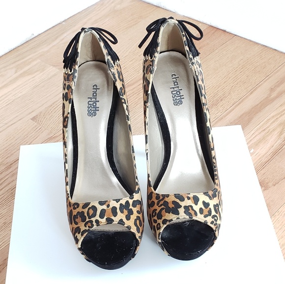 Charlotte Russe Leopard Corset Peep Toe Heel, Sz 8 - Picture 6 of 8